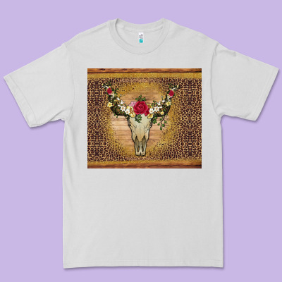 Bull Skull Flowers Glitter And Leopard Premium Tee Designed By Artiststas
