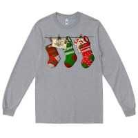 Heather Grey Christmas Socks With Santa Letter Long Sleeve Tee - LillyAllenDesigns