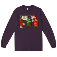 Plum Christmas Socks With Santa Letter Long Sleeve Tee - LillyAllenDesigns