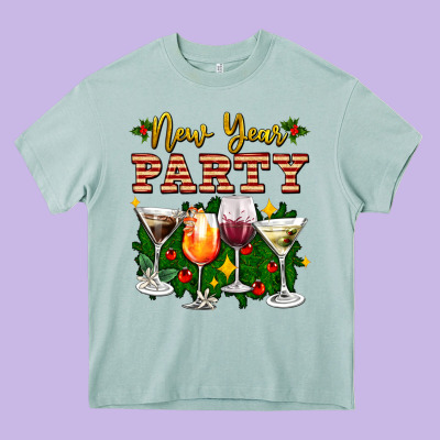 New Year Party Christmas Coctail Heavy Core Tee Designed By Adodesignshop
