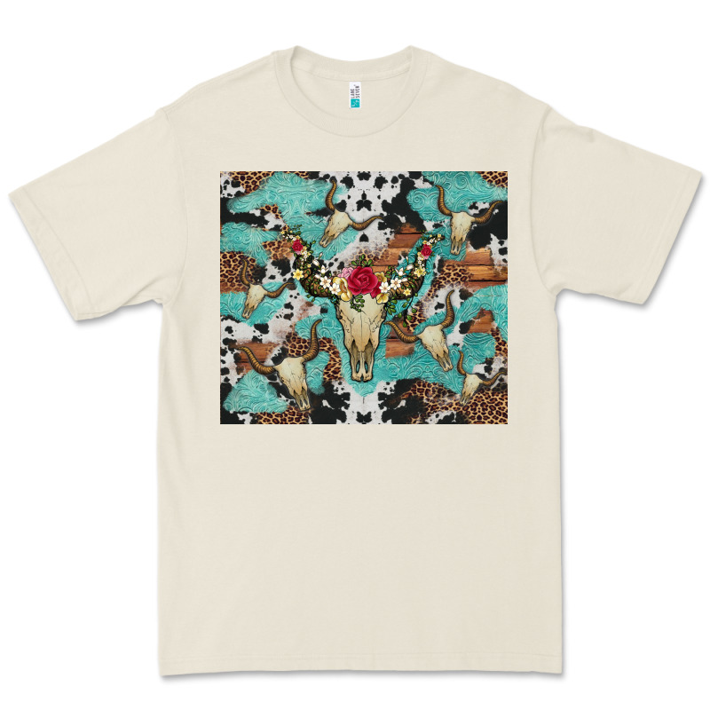 Bull Skull Flowers Cowhides And Leopard Premium Tee by Artiststas | Teevron