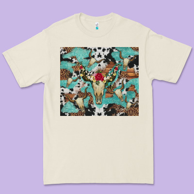 Bull Skull Flowers Cowhides And Leopard Premium Tee Designed By Artiststas