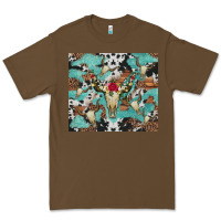 Cacao bull skull flowers cowhides and leopard Premium Tee - Artiststas