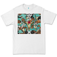 White bull skull flowers cowhides and leopard Premium Tee - Artiststas