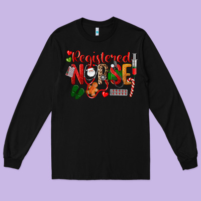 Registered Nurse Christmas Long Sleeve Tee Designed By Lillyallendesigns