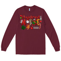 Burgundy Registered Nurse Christmas Long Sleeve Tee - LillyAllenDesigns