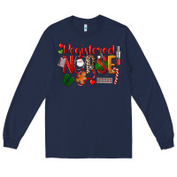 Navy Registered Nurse Christmas Long Sleeve Tee - LillyAllenDesigns