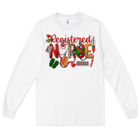 White Registered Nurse Christmas Long Sleeve Tee - LillyAllenDesigns