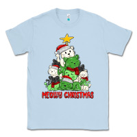 Dusty Blue meowy christmas cat tree Classic Tee - MaliasSmallBusiness