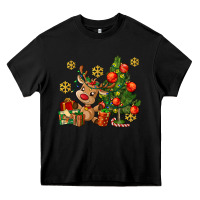 Black reindeer and christmas tree Heavy Core Tee - AdoDesignShop