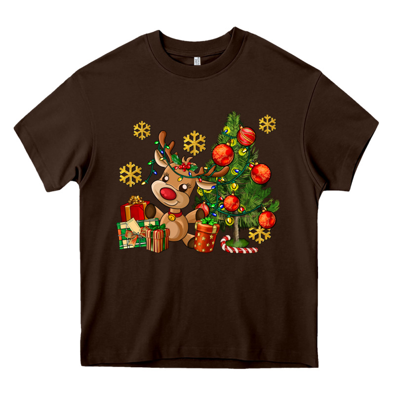 Reindeer And Christmas Tree Heavy Core Tee by AdoDesignShop | Teevron