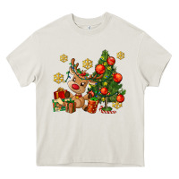 Cream reindeer and christmas tree Heavy Core Tee - AdoDesignShop