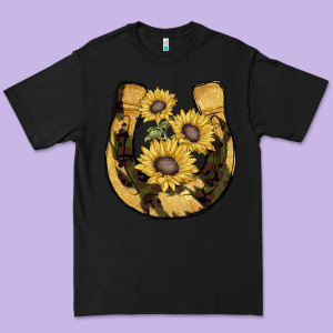 Horseshoe Sunflower Camouflage Premium Tee Designed By Adodesignshop