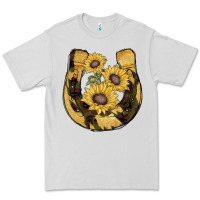 Dove Grey horseshoe sunflower camouflage Premium Tee - AdoDesignShop