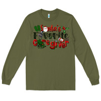Army Green Santa's Favorite Caregiver Christmas Long Sleeve Tee - LillyAllenDesigns