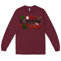 Burgundy Santa's Favorite Caregiver Christmas Long Sleeve Tee - LillyAllenDesigns