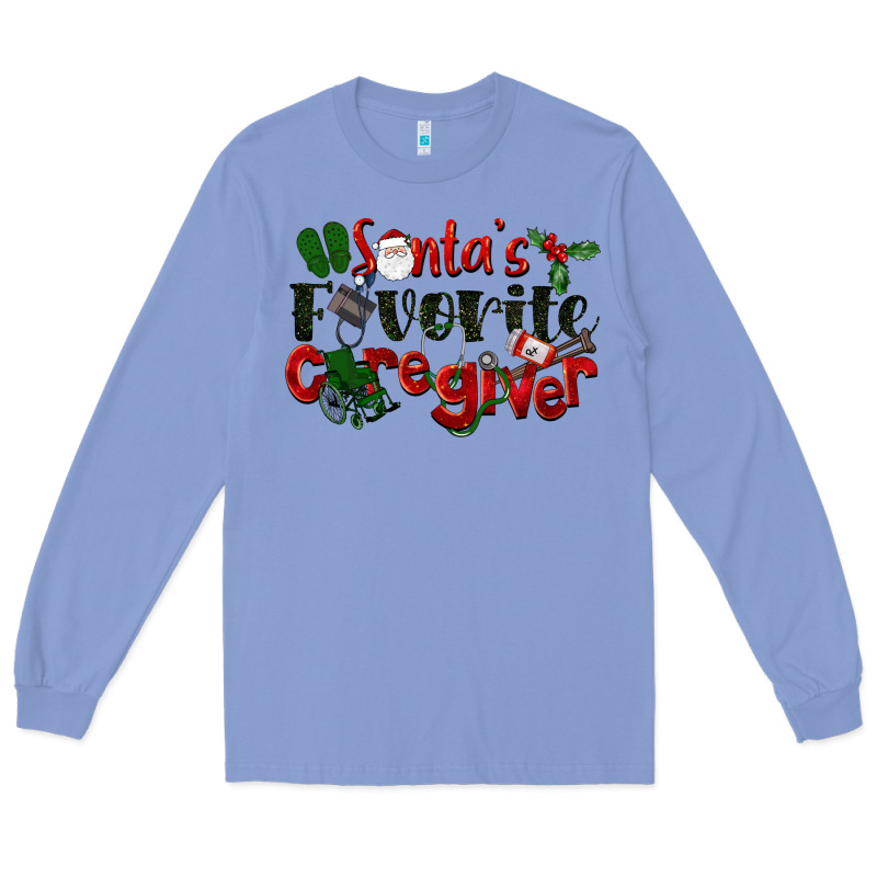 Santa's Favorite Caregiver Christmas Long Sleeve Tee by LillyAllenDesigns | Teevron