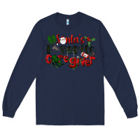 Navy Santa's Favorite Caregiver Christmas Long Sleeve Tee - LillyAllenDesigns