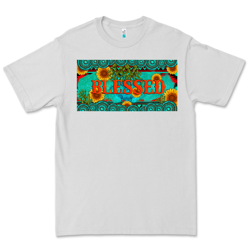 Blessed Turquoise Gemstone Cactus And Sunflower Licanse Plate Premium Tee by Artiststas | Teevron