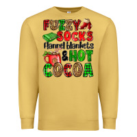 Antique Gold fuzzy socks flannel blankets and hot cocoa Premium Sweatshirt - OliviaCreatesArt