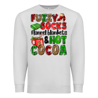 Dove Grey fuzzy socks flannel blankets and hot cocoa Premium Sweatshirt - OliviaCreatesArt