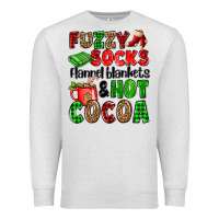 Oatmeal Heather fuzzy socks flannel blankets and hot cocoa Premium Sweatshirt - OliviaCreatesArt