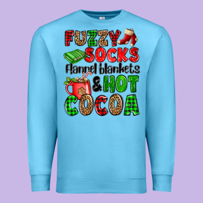 Fuzzy Socks Flannel Blankets And Hot Cocoa Premium Sweatshirt Designed By Oliviacreatesart