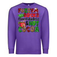 Purple fuzzy socks flannel blankets and hot cocoa Premium Sweatshirt - OliviaCreatesArt
