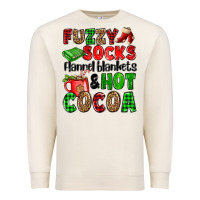 Sandshell fuzzy socks flannel blankets and hot cocoa Premium Sweatshirt - OliviaCreatesArt