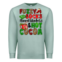 Seafoam fuzzy socks flannel blankets and hot cocoa Premium Sweatshirt - OliviaCreatesArt