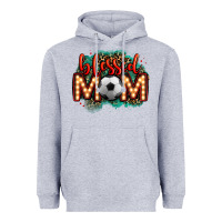 Heather Grey blessed soccer mom lightbulb letters Heavyweight Hoodie - OliviaCreatesArt