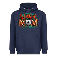 Navy blessed soccer mom lightbulb letters Heavyweight Hoodie - OliviaCreatesArt