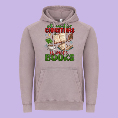 All I Want For Christmas Is More Books Vintage Hoodie Designed By Maliassmallbusiness