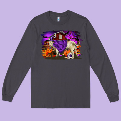 Charolais Bull Halloween Long Sleeve Tee Designed By Ranaportraitstore