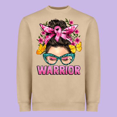 Cancer Warrior Messy Bun Heavyweight Sweatshirt Designed By Barkaloodesign