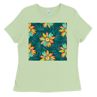 Matcha colorful tropical flowers seamless pattern Ladies Tee - BundleAndBundleShop