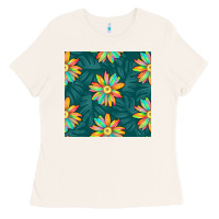 Bone colorful tropical flowers seamless pattern Ladies Tee - BundleAndBundleShop