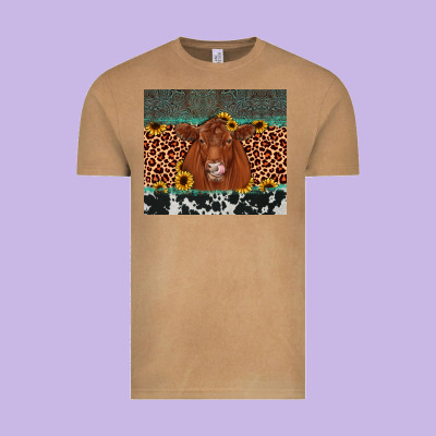 Red Angus Leopard Vintage Tee Designed By Jahusdesignshop