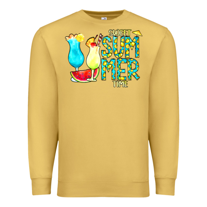 Sweet Summer Time Turquoise Yellow Premium Sweatshirt by CowCowDesign | Teevron