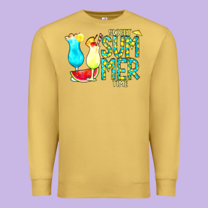 Sweet Summer Time Turquoise Yellow Premium Sweatshirt Designed By Cowcowdesign
