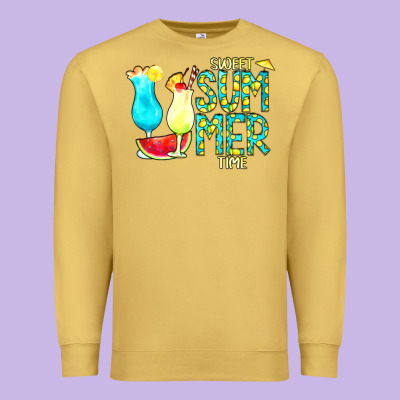 Sweet Summer Time Turquoise Yellow Premium Sweatshirt Designed By Cowcowdesign