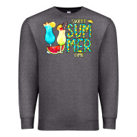 Charcoal Heather sweet summer time turquoise yellow Premium Sweatshirt - CowCowDesign