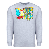 Heather Grey sweet summer time turquoise yellow Premium Sweatshirt - CowCowDesign