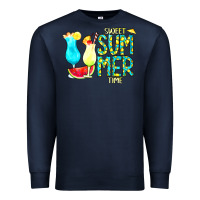 Navy sweet summer time turquoise yellow Premium Sweatshirt - CowCowDesign