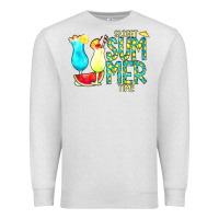 Oatmeal Heather sweet summer time turquoise yellow Premium Sweatshirt - CowCowDesign