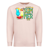 Pale Pink sweet summer time turquoise yellow Premium Sweatshirt - CowCowDesign