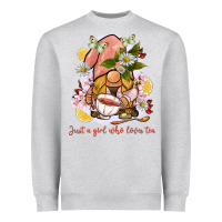 Heather Grey just a girl who loves tea gnome Heavyweight Sweatshirt - BarkalooDesign
