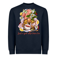 Navy just a girl who loves tea gnome Heavyweight Sweatshirt - BarkalooDesign