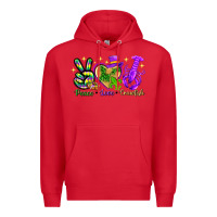 Red Peace Love Crawfish Premium Hoodie - HowdyJamesFarm