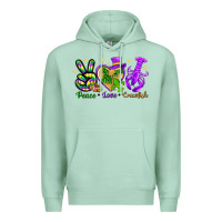 Seafoam Peace Love Crawfish Premium Hoodie - HowdyJamesFarm